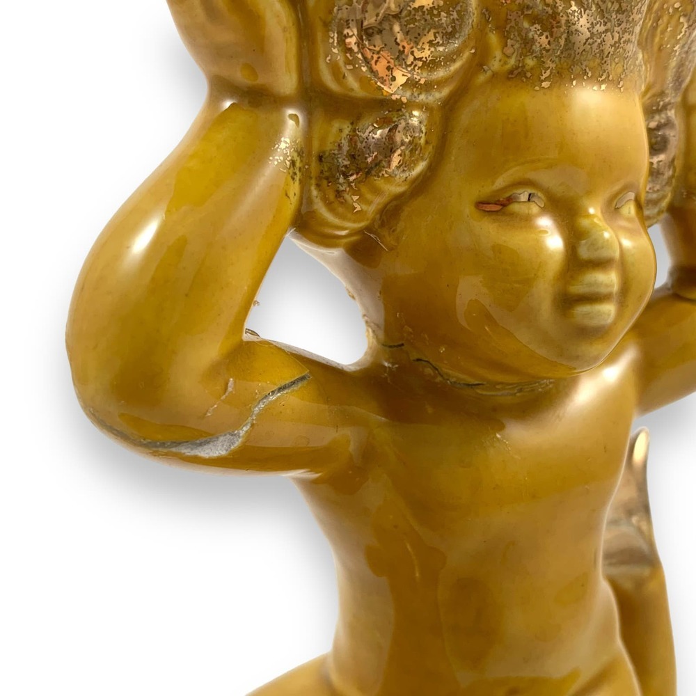 Antique signed Hollywood regency cherub and mermaid ceramic soap dishes - Picture 17 of 17